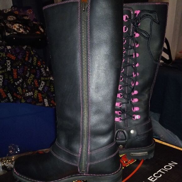 Pink & Black Biker Boots - Picture 14 of 16